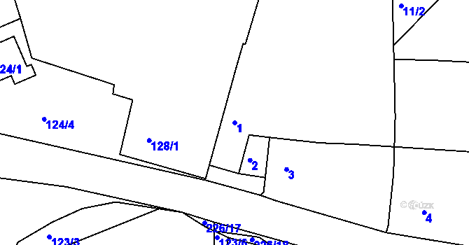 Parcela st. 1 v KÚ Lhota u Rakovníka, Katastrální mapa