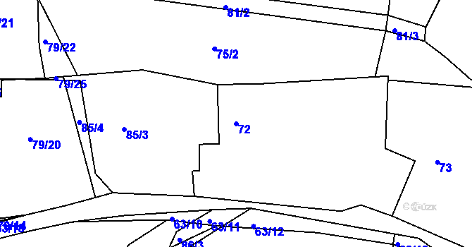 Parcela st. 72 v KÚ Lhota u Rakovníka, Katastrální mapa