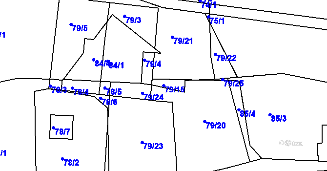 Parcela st. 79/15 v KÚ Lhota u Rakovníka, Katastrální mapa