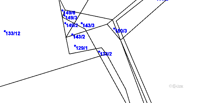 Parcela st. 133/2 v KÚ Lhota u Rakovníka, Katastrální mapa