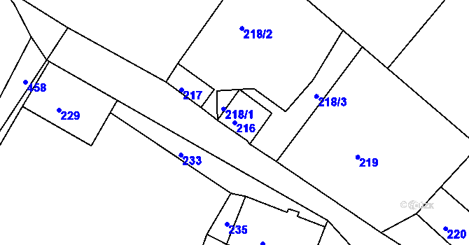 Parcela st. 216 v KÚ Lhota u Rakovníka, Katastrální mapa