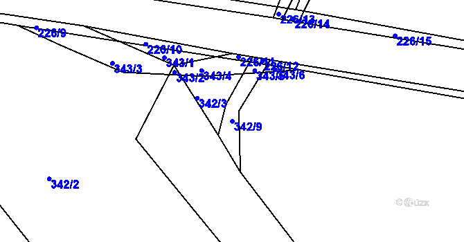 Parcela st. 342/9 v KÚ Lhota u Rakovníka, Katastrální mapa