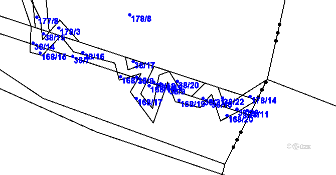 Parcela st. 38/9 v KÚ Lhota u Rakovníka, Katastrální mapa