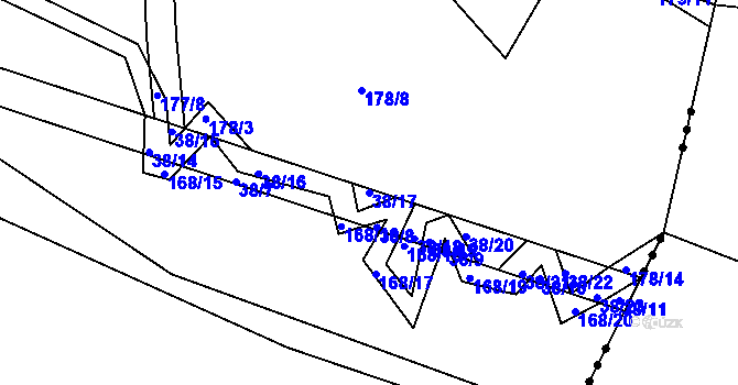 Parcela st. 38/17 v KÚ Lhota u Rakovníka, Katastrální mapa