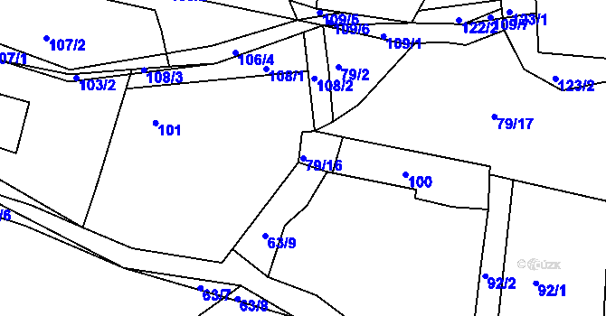 Parcela st. 79/16 v KÚ Lhota u Rakovníka, Katastrální mapa