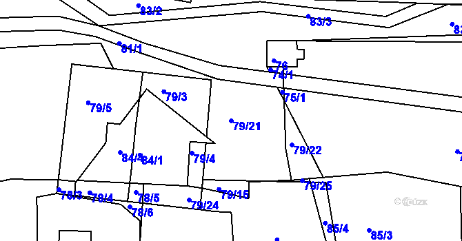 Parcela st. 79/21 v KÚ Lhota u Rakovníka, Katastrální mapa