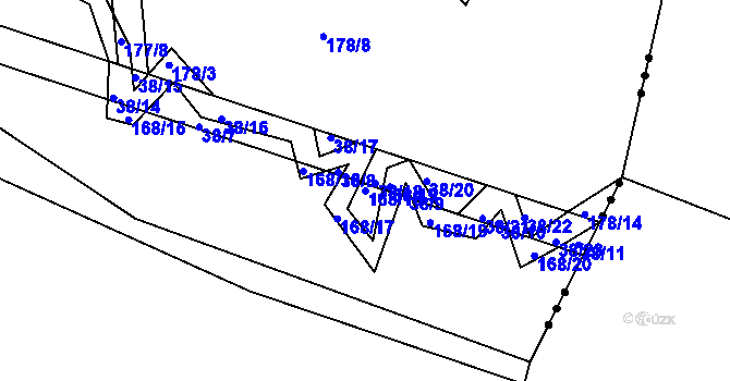 Parcela st. 168/18 v KÚ Lhota u Rakovníka, Katastrální mapa