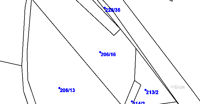 Parcela st. 206/16 v KÚ Lhota u Rakovníka, Katastrální mapa