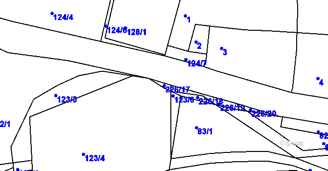 Parcela st. 226/17 v KÚ Lhota u Rakovníka, Katastrální mapa