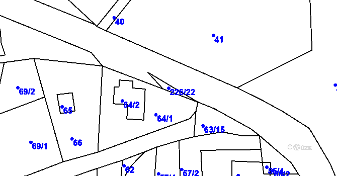 Parcela st. 226/22 v KÚ Lhota u Rakovníka, Katastrální mapa
