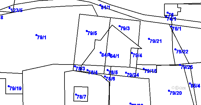 Parcela st. 84/4 v KÚ Lhota u Rakovníka, Katastrální mapa