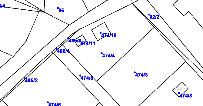 Parcela st. 474/4 v KÚ Nová Ves u Rakovníka, Katastrální mapa