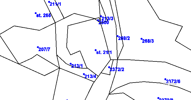 Parcela st. 21/1 v KÚ Jaronín, Katastrální mapa