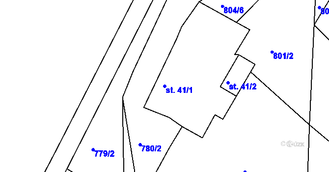 Parcela st. 41/1 v KÚ Jaronín, Katastrální mapa