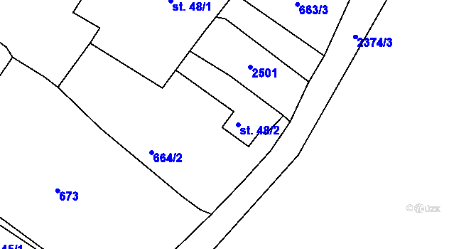Parcela st. 48/2 v KÚ Jaronín, Katastrální mapa