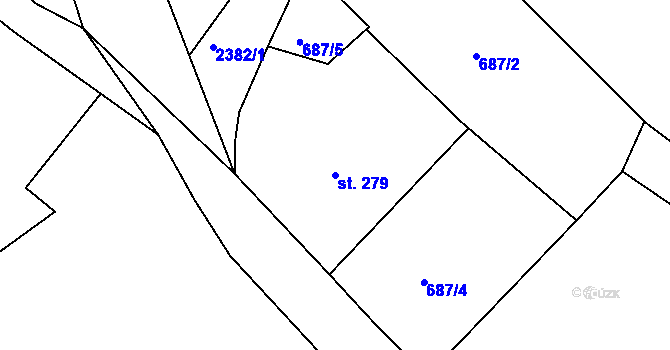 Parcela st. 279 v KÚ Jaronín, Katastrální mapa