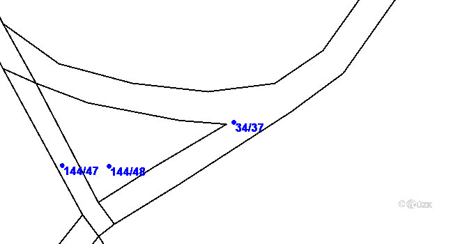 Parcela st. 34/37 v KÚ Jaronín, Katastrální mapa