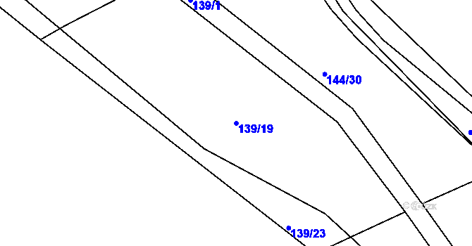 Parcela st. 139/19 v KÚ Jaronín, Katastrální mapa