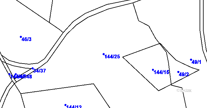 Parcela st. 144/25 v KÚ Jaronín, Katastrální mapa