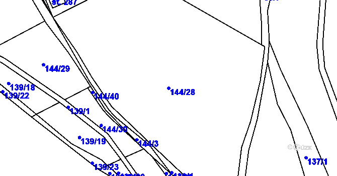 Parcela st. 144/28 v KÚ Jaronín, Katastrální mapa