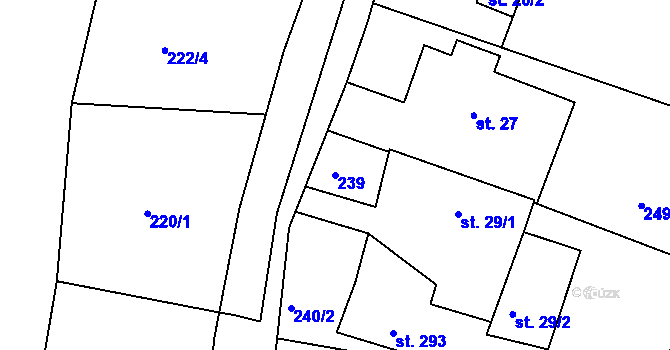 Parcela st. 239 v KÚ Jaronín, Katastrální mapa