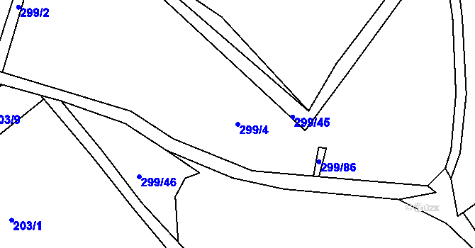 Parcela st. 299/4 v KÚ Jaronín, Katastrální mapa