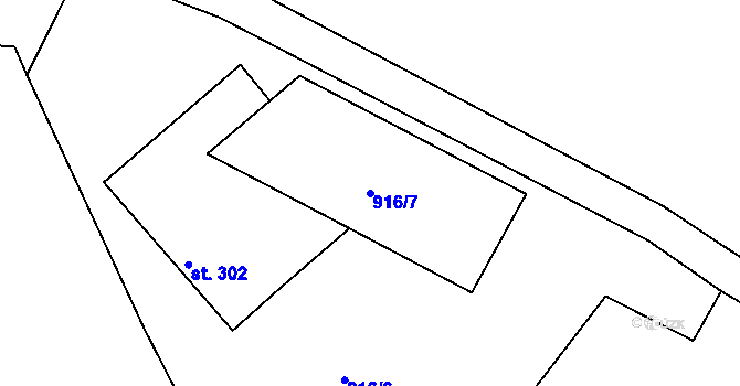 Parcela st. 916/7 v KÚ Jaronín, Katastrální mapa