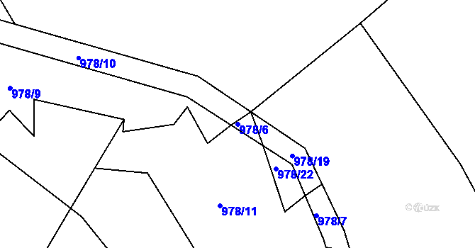 Parcela st. 978/6 v KÚ Jaronín, Katastrální mapa