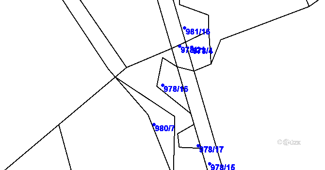 Parcela st. 978/16 v KÚ Jaronín, Katastrální mapa