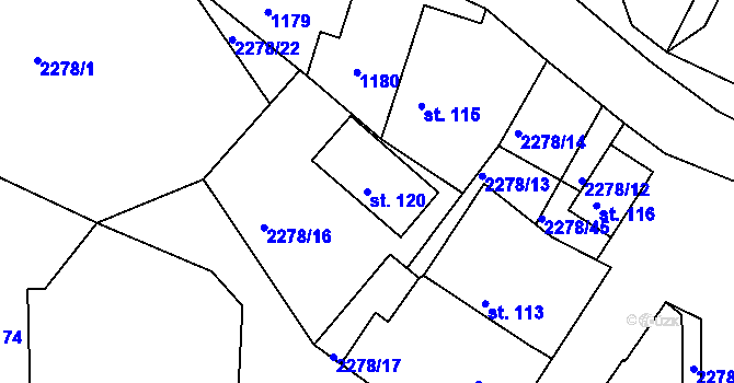 Parcela st. 120 v KÚ Nová Ves u Brloha, Katastrální mapa