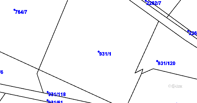 Parcela st. 931/1 v KÚ Nová Ves u Brloha, Katastrální mapa