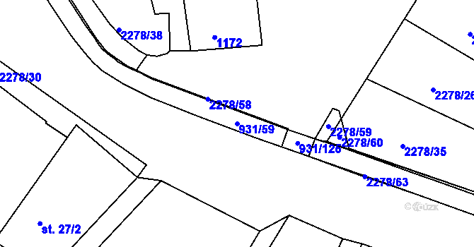 Parcela st. 931/59 v KÚ Nová Ves u Brloha, Katastrální mapa