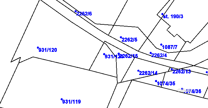 Parcela st. 931/121 v KÚ Nová Ves u Brloha, Katastrální mapa