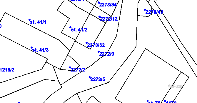 Parcela st. 2272/9 v KÚ Nová Ves u Brloha, Katastrální mapa
