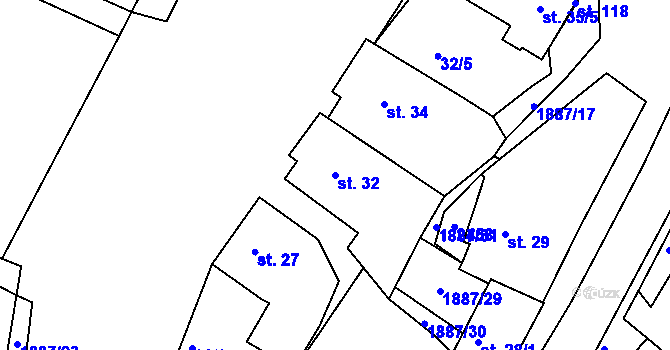 Parcela st. 32 v KÚ Nová Ves u Kdyně, Katastrální mapa