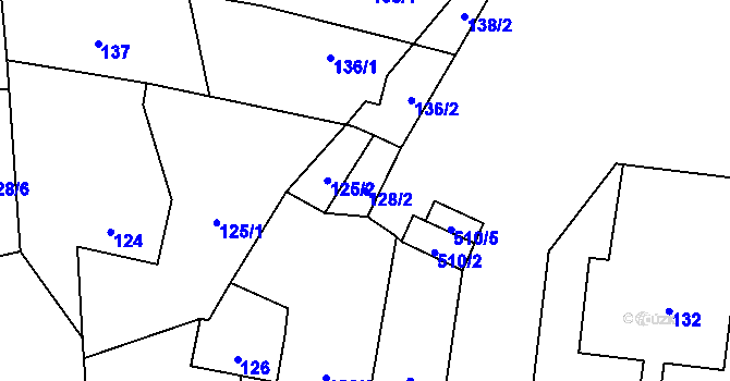 Parcela st. 128/2 v KÚ Nová Ves u Plzně, Katastrální mapa