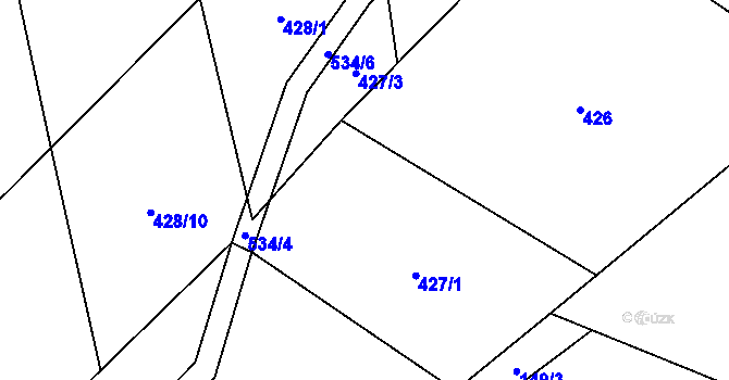 Parcela st. 427 v KÚ Nová Ves u Plzně, Katastrální mapa