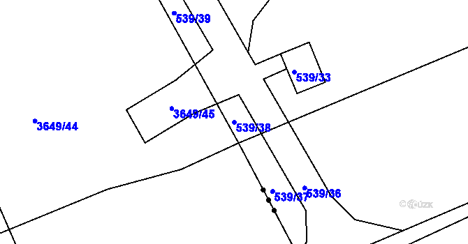 Parcela st. 539/38 v KÚ Nová Ves u Plzně, Katastrální mapa