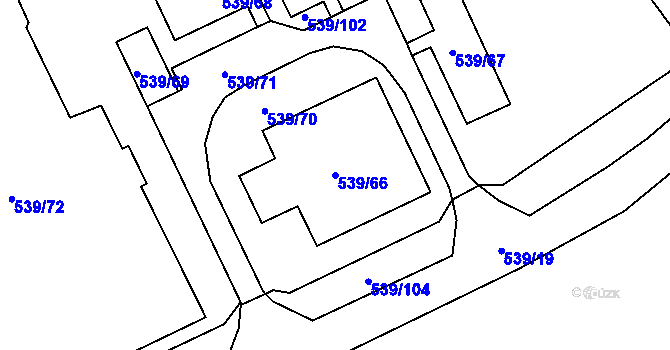 Parcela st. 539/66 v KÚ Nová Ves u Plzně, Katastrální mapa