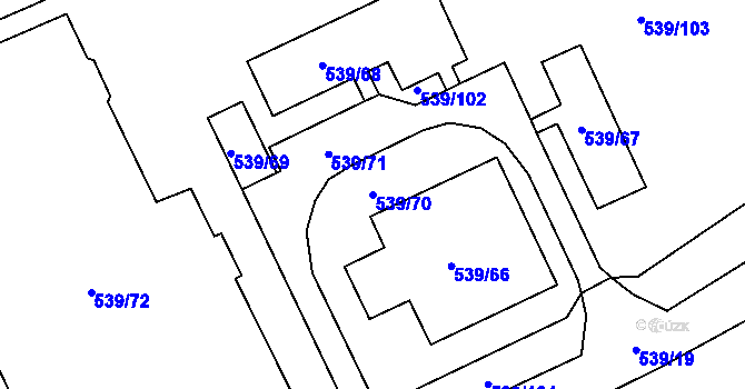 Parcela st. 539/70 v KÚ Nová Ves u Plzně, Katastrální mapa