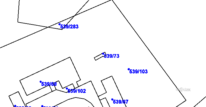 Parcela st. 539/73 v KÚ Nová Ves u Plzně, Katastrální mapa
