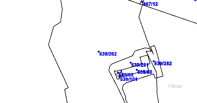 Parcela st. 539/262 v KÚ Nová Ves u Plzně, Katastrální mapa