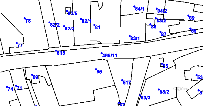 Parcela st. 496/11 v KÚ Nová Ves u Plzně, Katastrální mapa