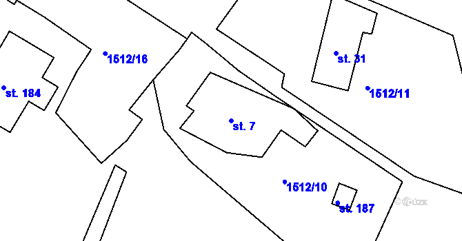 Parcela st. 7 v KÚ Louka u Mariánských Lázní, Katastrální mapa