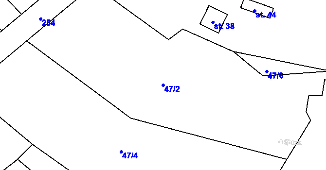 Parcela st. 47/2 v KÚ Mlýnice, Katastrální mapa