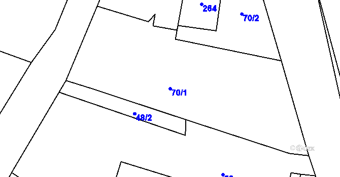 Parcela st. 70/1 v KÚ Mlýnice, Katastrální mapa