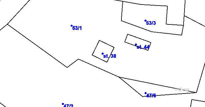 Parcela st. 38 v KÚ Mlýnice, Katastrální mapa