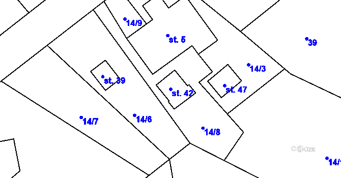 Parcela st. 42 v KÚ Mlýnice, Katastrální mapa