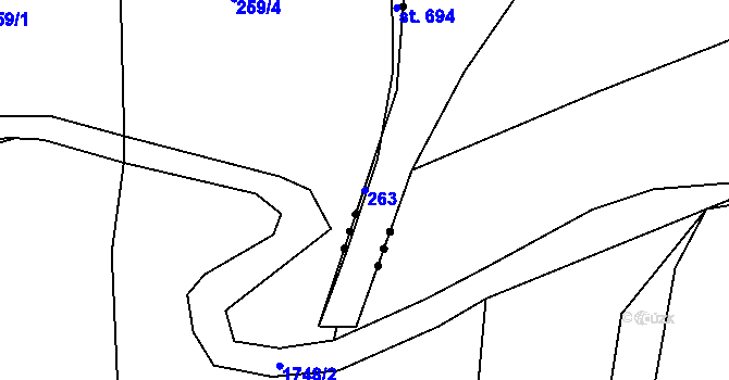 Parcela st. 263 v KÚ Mlýnice, Katastrální mapa