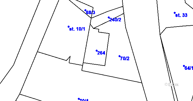 Parcela st. 264 v KÚ Mlýnice, Katastrální mapa
